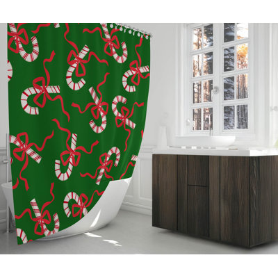 Candycanes & Bows Ultra-Thin Lightweight Shower Curtain