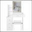 Petite coiffeuse 29,2 po avec tabouret de chevet gauche + tabouret rembourré, 2 blocs d'alimentation CA + 2 ports USB, support pour sèche-cheveux, très grand miroir à DEL coulissant à contrôle tactile, changement de couleur tricolore, réglage de la-1643616257