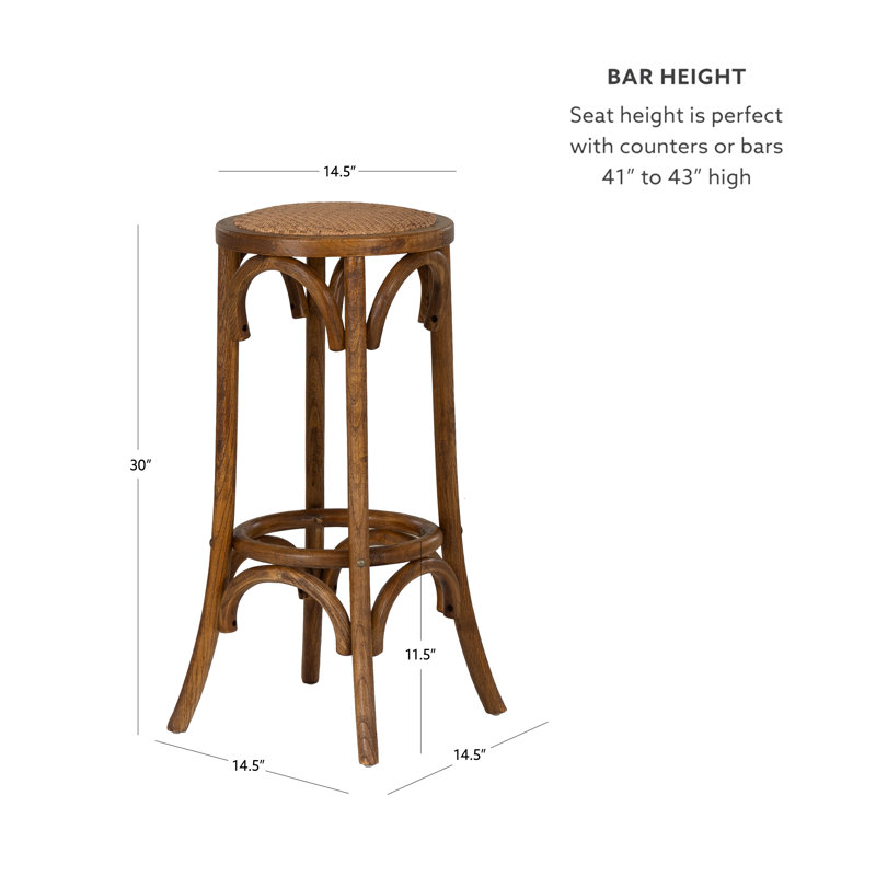 Rae 30" Walnut Brown Elm Wood Rustic Backless Bar Stool