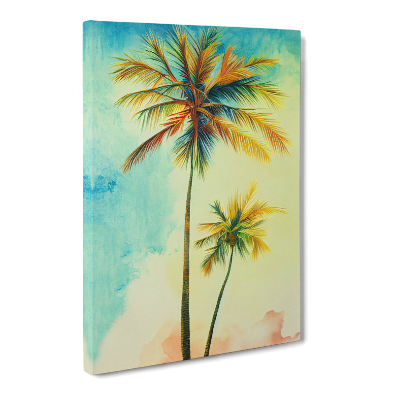 Watercolour Palm Trees - Wrapped Canvas, 50cm H x 35cm W x 3cm D