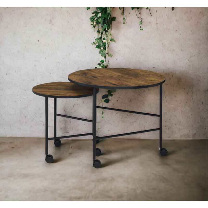 Vintage Oak Finish Nesting Table Set