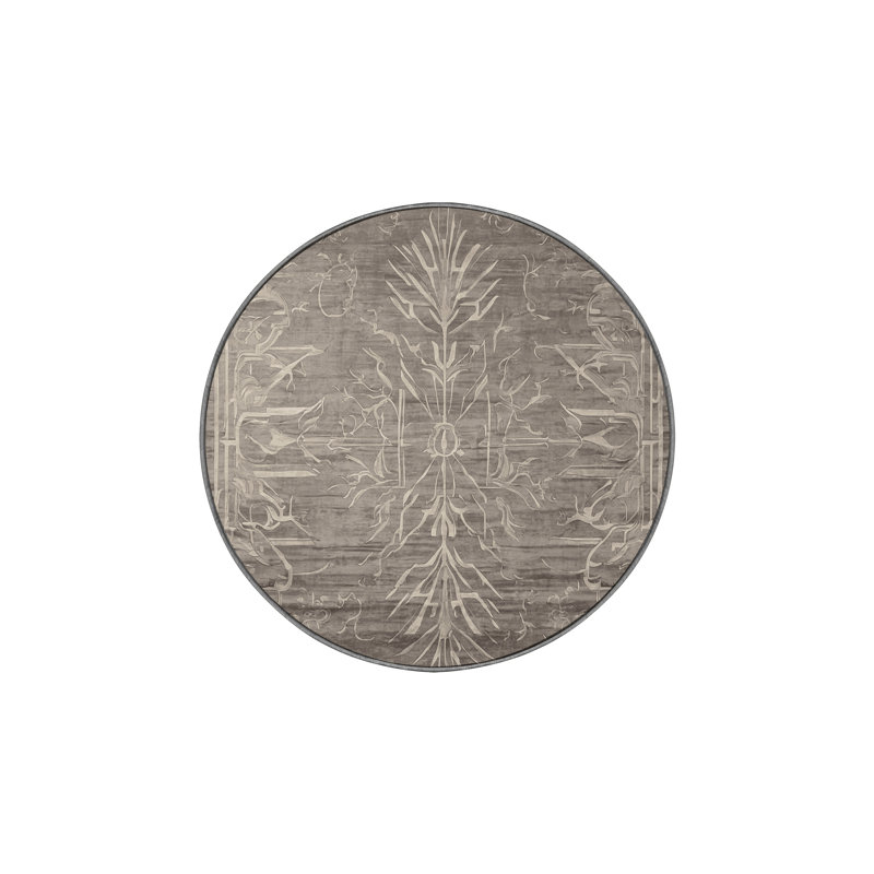 Tapis gris lavable à la machine, Rond 4 pi