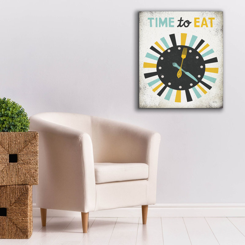  «Retro Diner Time To Eat Horloge» par Michael Mullan, art mural sur toile, 26 po x 30 po