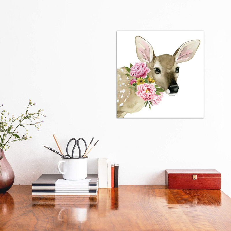 Deer Spring I par Grace Popp-impression d’art graphique, H 12 po x l 12 po x P 1,5 po, Toile tendue, Pas de tapis