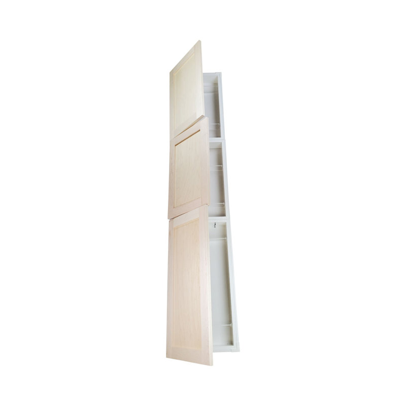 Armoire à pharmacie encastrée sans cadre à 1 porte avec tablettes réglables Frontline Shaker, Bois brut