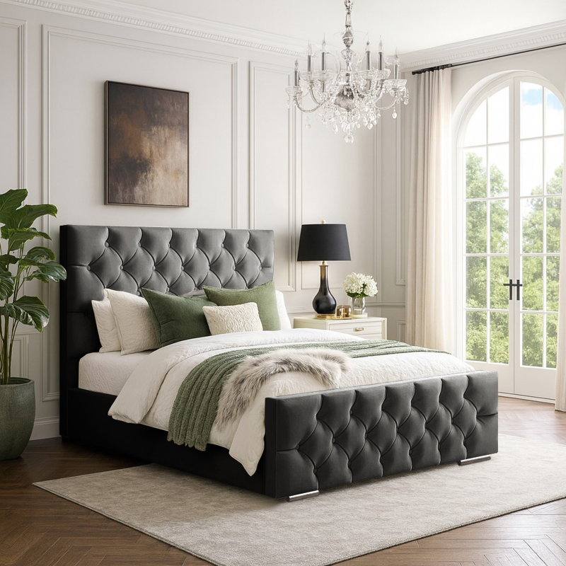 Bollman Upholstered Bed, Single (3'), Asphalt