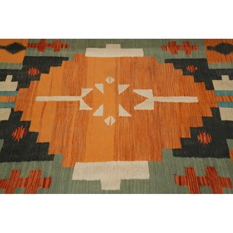 Tapis géométrique tissé à la main kilim 5 x 8