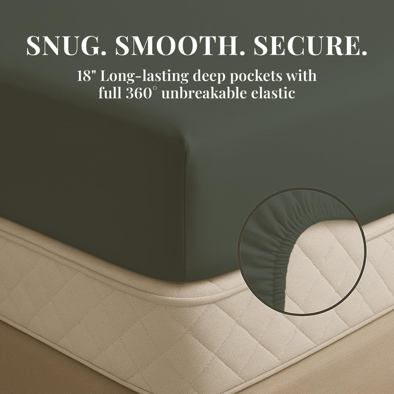 Premium Rayon From Bamboo Blend Sheet Set With Deep Pockets, Cooling and Breathable, Forrest
