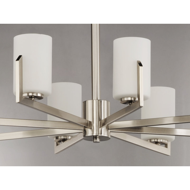 8-Light Shaded Classic / Traditional Chandelier, Satin Nickel