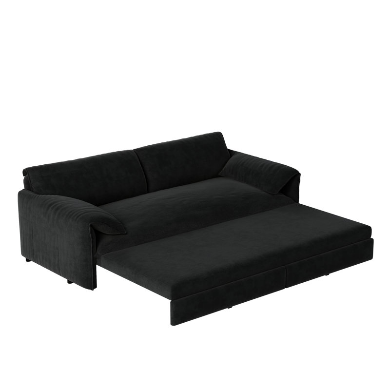 66" Queen Pull Out Sofa Bed, Black