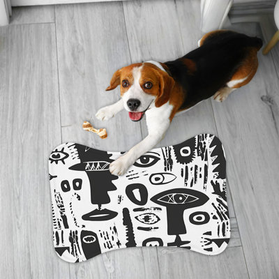 Abstract Figure Designs - 1 Piece Bone Shape Feeding Mat