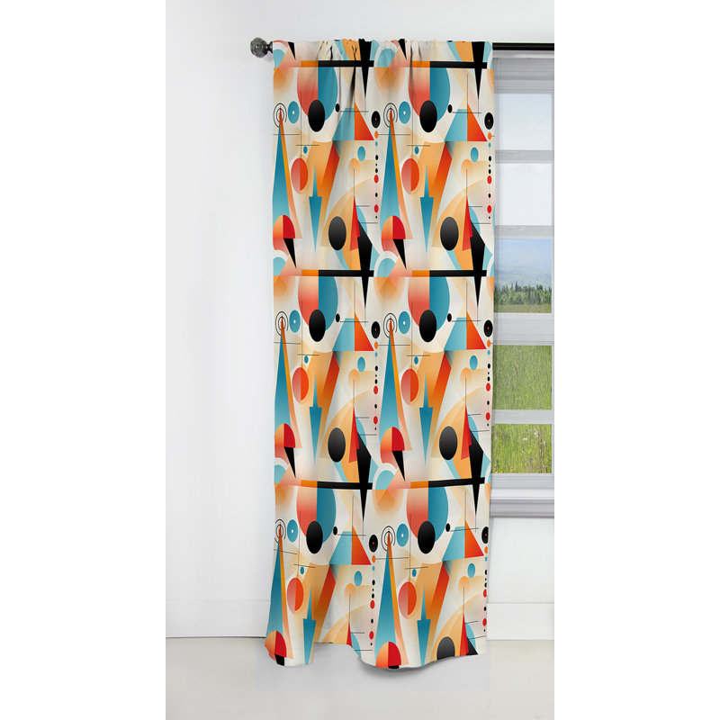 Mid-Century géométrique Resurg - Rideau Mid-Century - Rideau géométrique occultant en velours - 1 panneau, L 52 po x L 108 po
