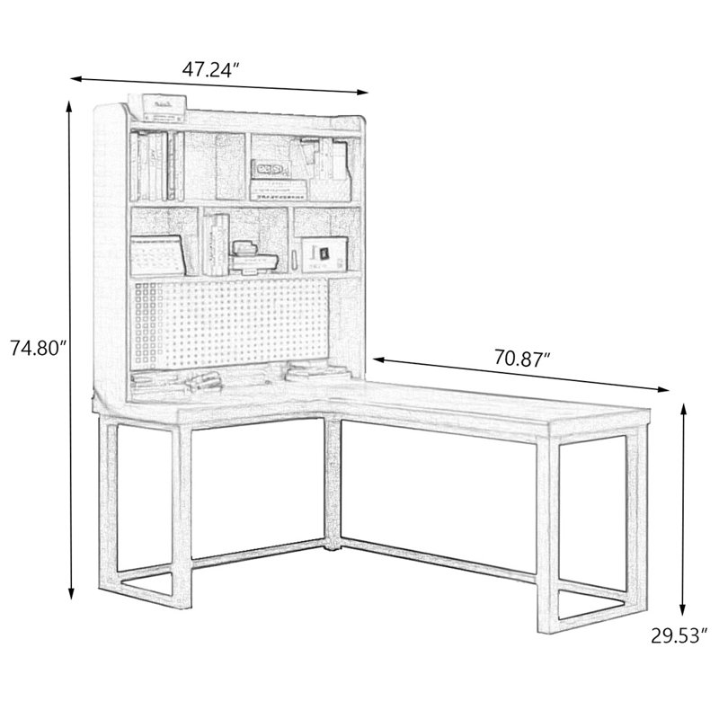 Bureau rectangulaire en bois massif brun clair, H 29,53 po x l 70,87 po x P 47,24 po, Retour à gauche
