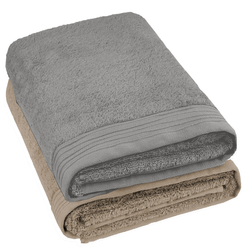 Ensemble de draps de bain 100% coton Lorena, Sable / argent, Draps de bain - paquet de 2
