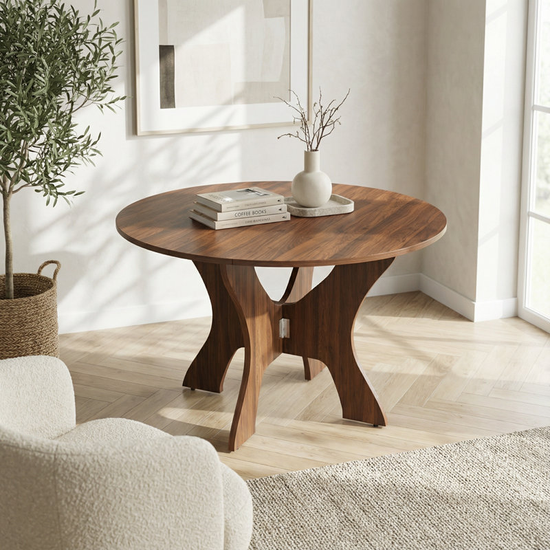 Table de salle à manger pliante compacte pour maisons compactes avec profil de rangement mince et finition noyer durable