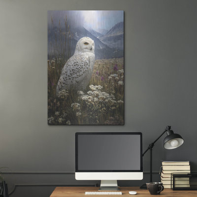  «Snowy Owl» par Ann Klee, art mural en métal, 24 po x 36 po