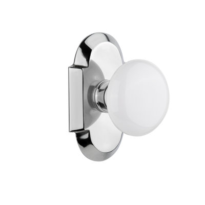 Plaque Cottage avec bouton de porte en porcelaine blanche