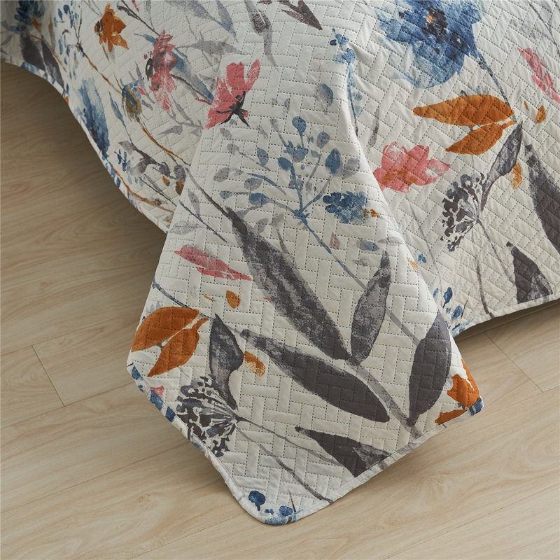QSM0920210706 Garden Floral Quilt, King Quilt + 2 King Shams