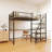 Twin sized loft metal bed with white for bedroom and dormitory, with built-in charging station and LED lighting-1425579734-1425579735