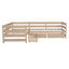 Lit plateforme simple en forme de L avec trois tiroirs de rangement