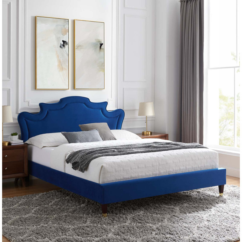 Modway Neena Performance Velvet Bed, Twin, Dusty Rose