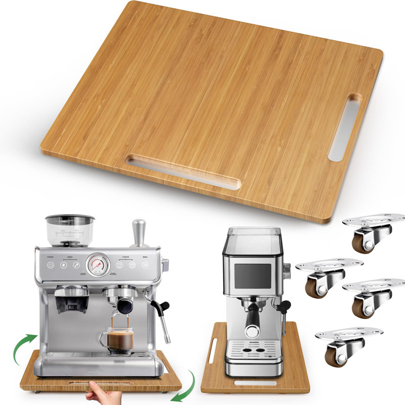 Plateau coulissant pour appareils électroménagers de cuisine à 360 ° pour comptoir de cafetière, plateau coulissant en bambou, naturel