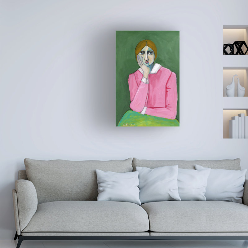 Dame rétro en rose sur toile