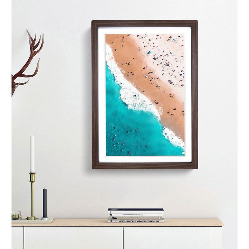 Bondi Beach Australia - Picture Frame Graphic Art Print, 87cm H x 62cm W x 2cm D, Walnut Framed