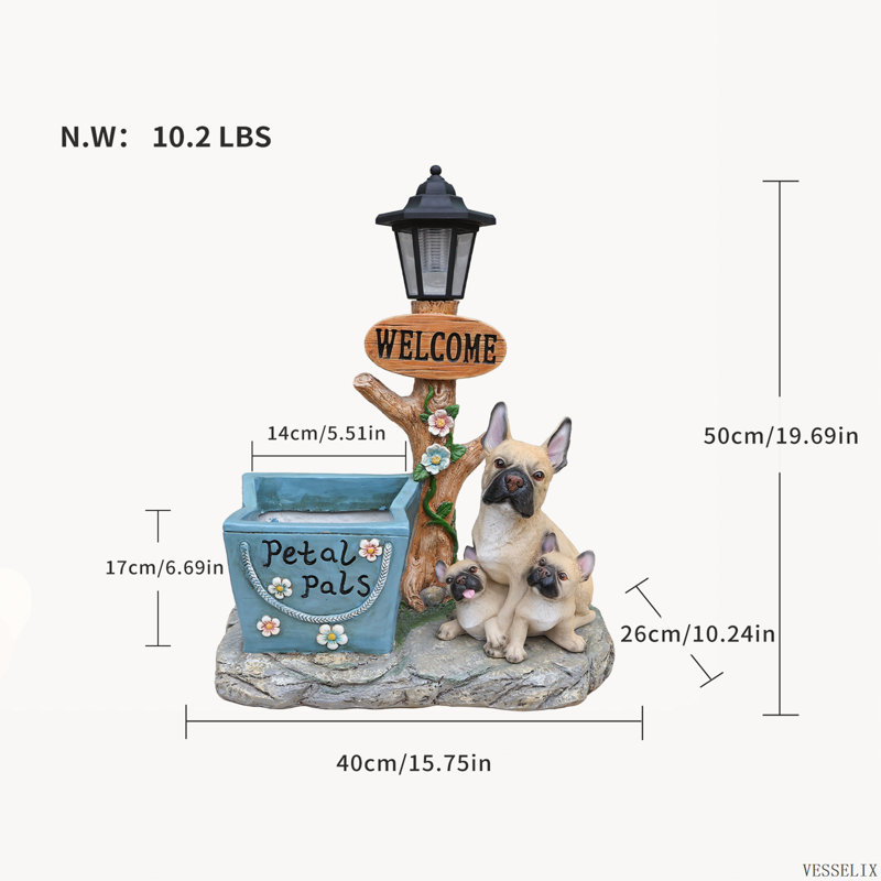 Statue de jardin de bouledogue français