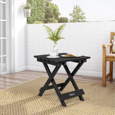 Table d'appoint extérieure pliante Adirondack, table de bout de patio sans assemblage en PEHD toutes saisons