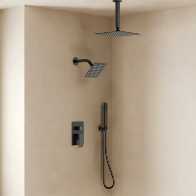 Pressure Balanced 10" Rainfall Shower System, Dual Rain Shower Heads with Rough-In Valve