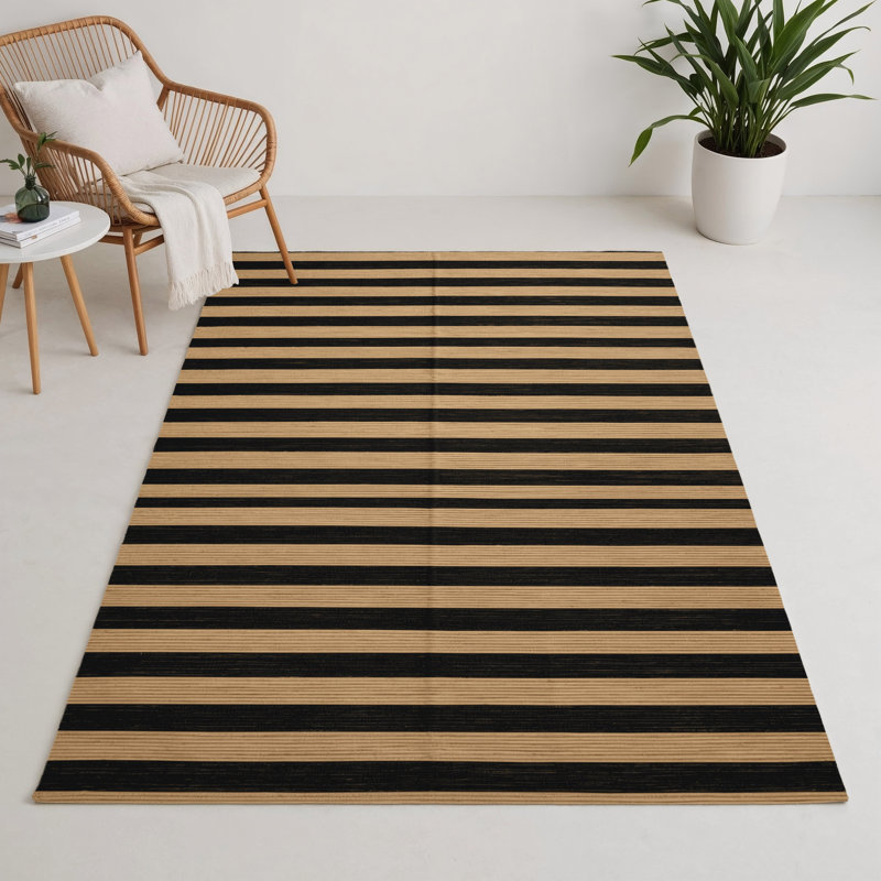 Tapis intérieur / extérieur beige HorizontalStripes, Rectangle 9 pi x 12 pi