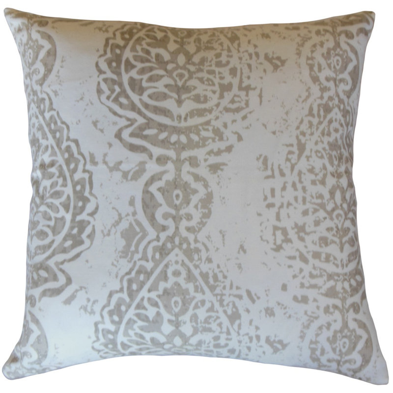 Scipio Square Pillow Cover & Insert, Ecru, Height(18") x Width(18")