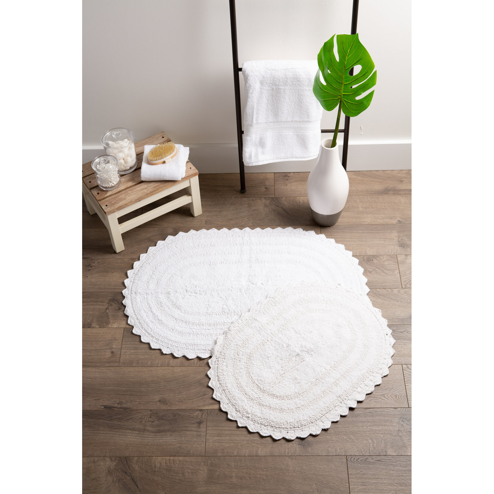 Lisk Cotton Blend Bath Rug, 17" W x 24" L, White