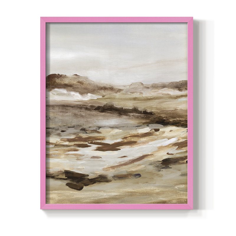 «Peaks and Vallys», reproduction encadrée - bois massif, Rose, H 15 po x l 12 po