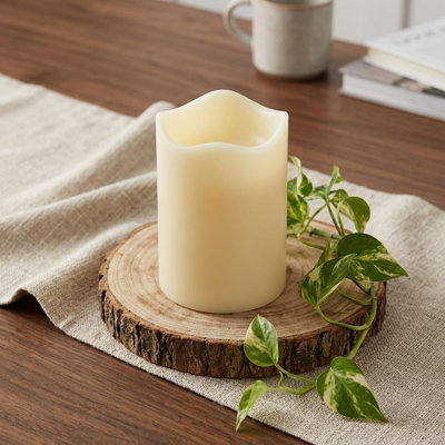 Bougie colonne sans flamme 5 po ivoire