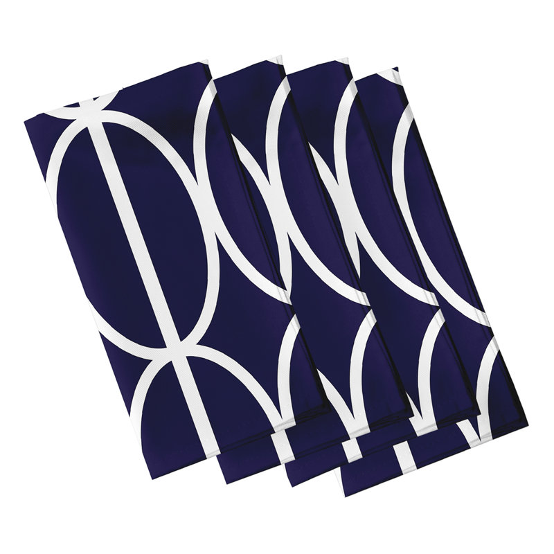 Noxon Polyester Geometric Square Napkin, Navy Blue