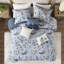 Couette King 7 pièces avec imprimé floral vintage, texture, design réversible, entretien facile toutes saisons et côtés rayés, confort moelleux
