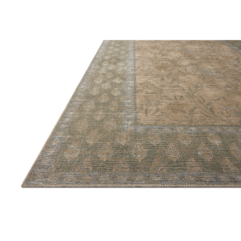 Rifle Paper Company x Loloi Edinburgh Sand / Green  Area Rug, Rectangle 7'6" x 9'6"