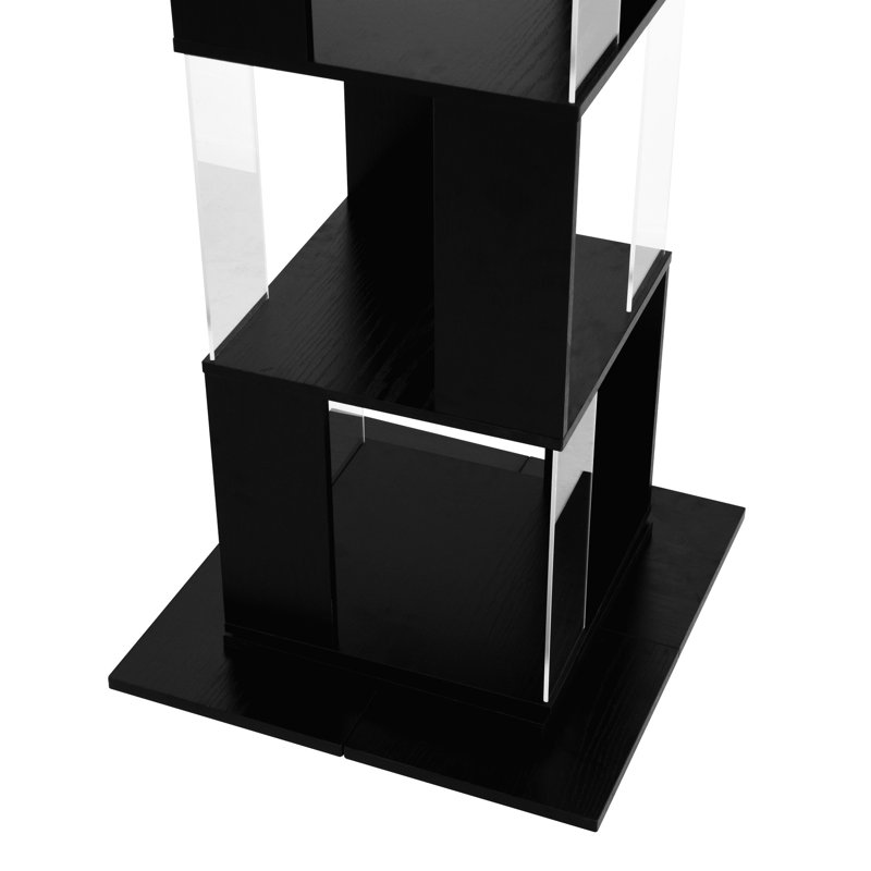 Bibliothèque rotative avec acrylique transparent - Design moderne, pour usage domestique, bibliothèque à 6 niveaux avec fonction de rotation simple, noir