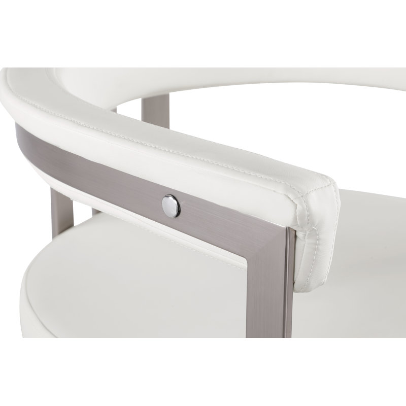 Tabouret de comptoir court 26 po Marcello, Similicuir crème doux
