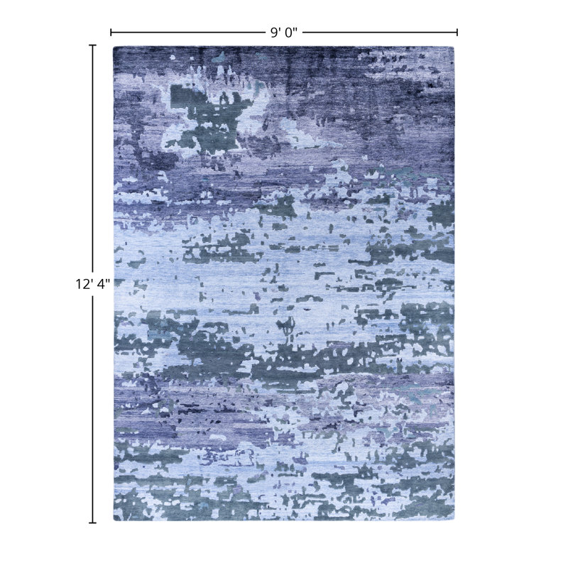 Overdyed One-of-a-Kind Rectangle 9' X 12'4" Hand Knotted Area Rug