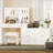 Vanity Desk with Mirror and Lights, Makeup Vanity Table Set with 8 Drawers, Opening Shelf, Side Drawer Dresser