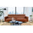 86.6" Mid-Century Modern Faux Leather Sofa, 3-Seater Glossy Vegan Leather Couch with Deep Seats and Channel Tufted Backrest for Living Room, Apartment