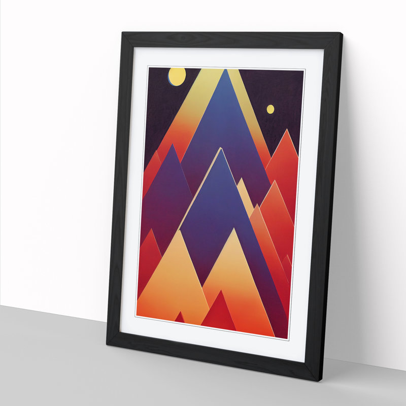 Pyramids Abstract Vol.1 - Single Picture Frame Print, 46cm H x 34cm W x 2cm D, Black