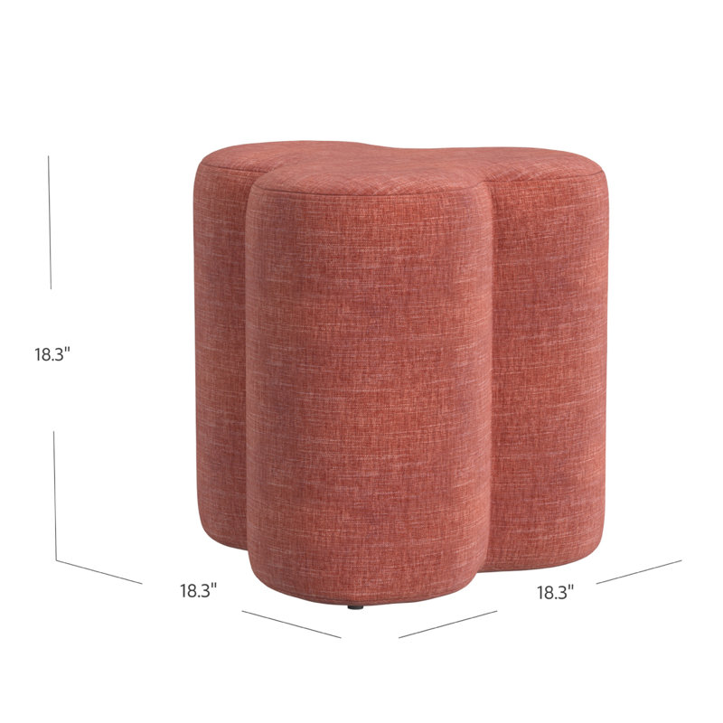 Ace Accent Ottoman With Fun Clover Shape, Pink Chenille, 18 Inch, Pink