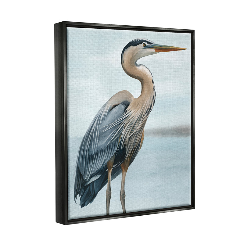 «Stupell Industries Coastal Heron Portrait» par Grace Popp, Cadre flottant noir de jais, H 21 po x l 17 po x P 1,7 po