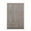 Armoire 3 portes avec 2 tiroirs, effet grain de bois gris