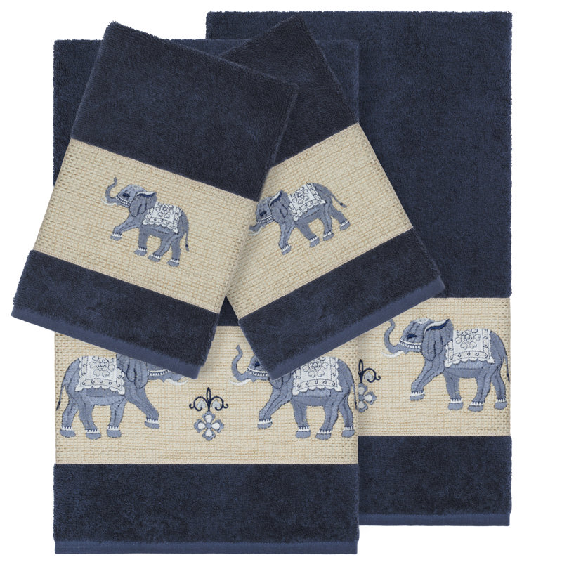 Quinn Turkish Cotton Towel Set, Midnight Blue, 4 Piece Towel Set