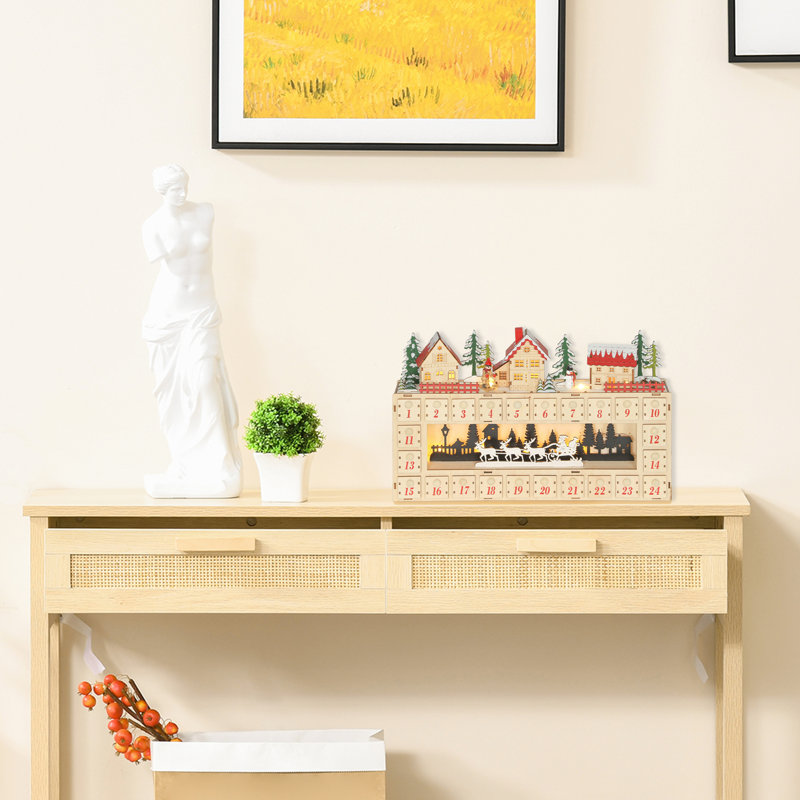 Calendrier de l'Avent de Noël avec 24 tiroirs à rebours et lumières DEL pour les fêtes de famille et les décorations